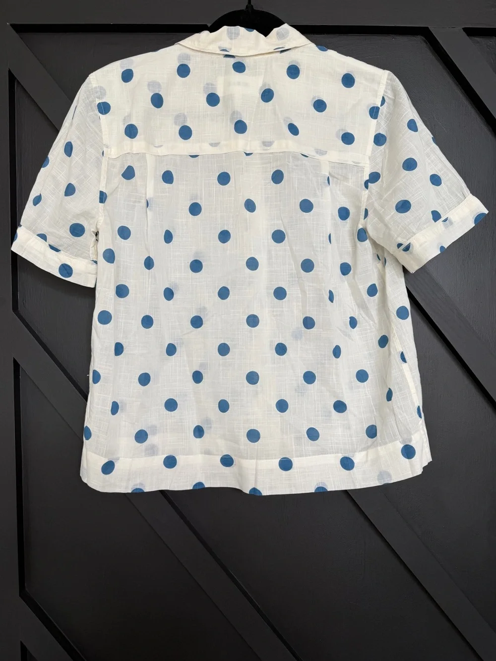 THE GREAT. The Messenger Top & Highland Skirt Polka Dot Set Cream/Blue, Size 1/S